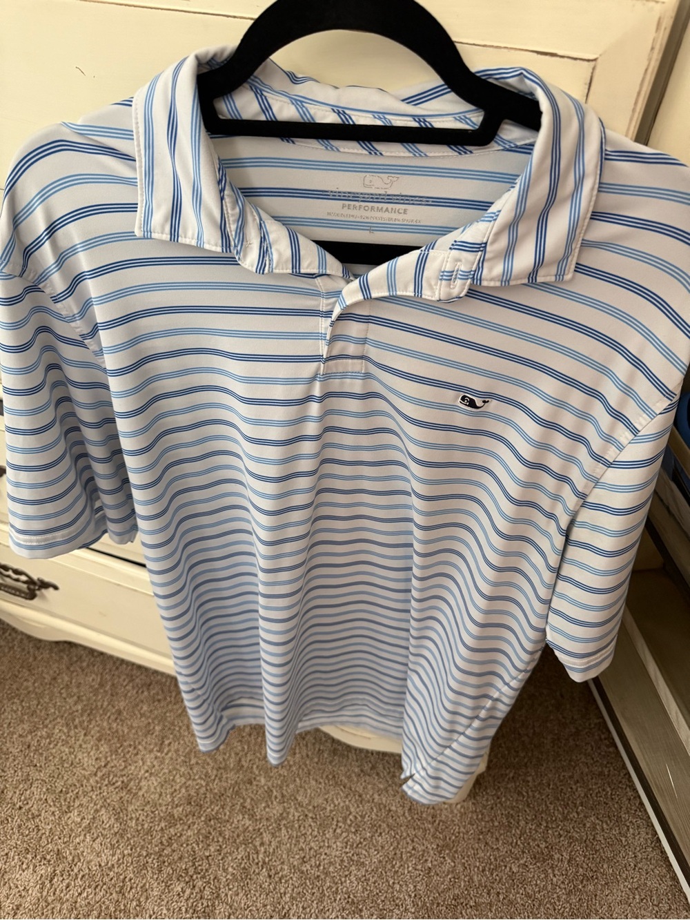 Vineyard Vines Blue & White Striped Performance Polo